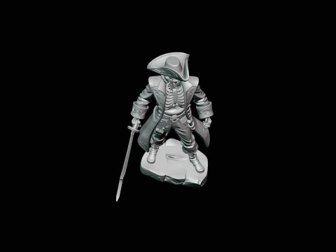 Skeleton Pirate Admiral Statue - 3D Print Model 3D Print Model