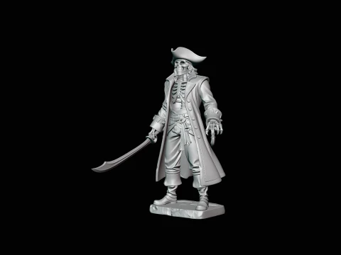 Skeleton Pirate with Hook Hand Statue Design 1 - 3D Print Model 3D Print Model
