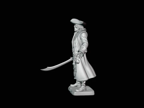 Skeleton Pirate with Hook Hand Statue Design 1 - 3D Print Model 3D Print Model