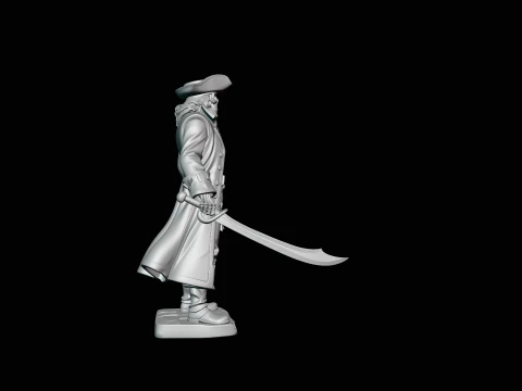 Skeleton Pirate with Hook Hand Statue Design 1 - 3D Print Model 3D Print Model