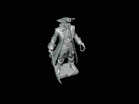Skeleton Pirate with Hook Hand Statue Design 1 - 3D Print Model 3D Print Model