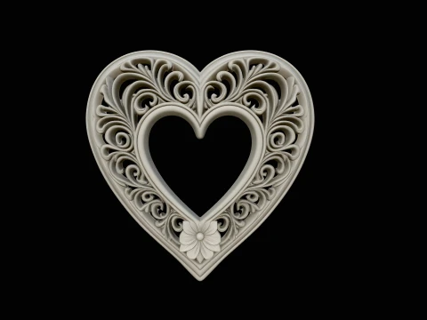 Ornate Heart Filigree Pendant Design 1 - 3D Print Model 3D Print Model