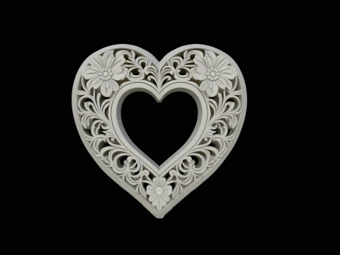 Ornate Heart Filigree Pendant Design 2 - 3D Print Model 3D Print Model