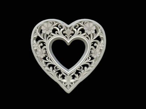 Ornate Heart Filigree Pendant Design 3 - 3D Print Model 3D Print Model