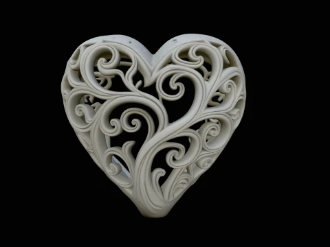 Swirling Vine Heart Pendant Design 1 - 3D Print Model 3D Print Model