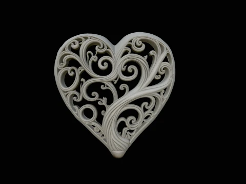 Swirling Vine Heart Pendant Design 2 - 3D Print Model 3D Print Model