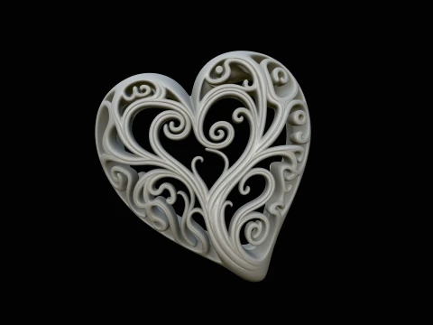 Swirling Vine Heart Pendant Design 3 - 3D Print Model 3D Print Model