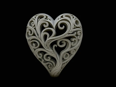 Swirling Vine Heart Pendant Design 4 - 3D Print Model 3D Print Model