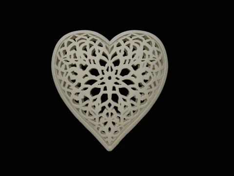 Lace Pattern Heart Pendant Design 1 - 3D Print Model 3D Print Model