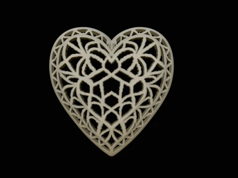 Lace Pattern Heart Pendant Design 2 - 3D Print Model 3D Print Model