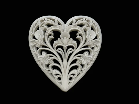 Floral Bloom Heart Pendant Design 1 - 3D Print Model 3D Print Model