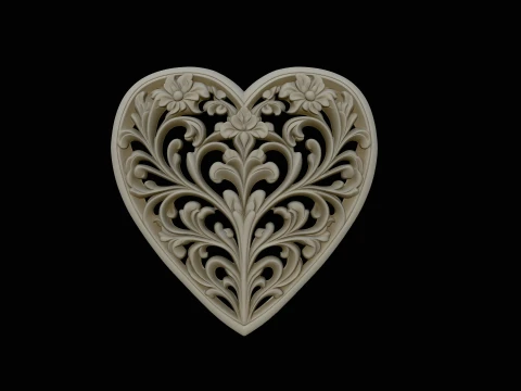 Floral Bloom Heart Pendant Design 2 - 3D Print Model Modèles 3D en vedette