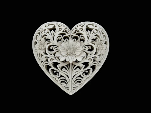 Floral Bloom Heart Pendant Design 3 - 3D Print Model 3D Print Model