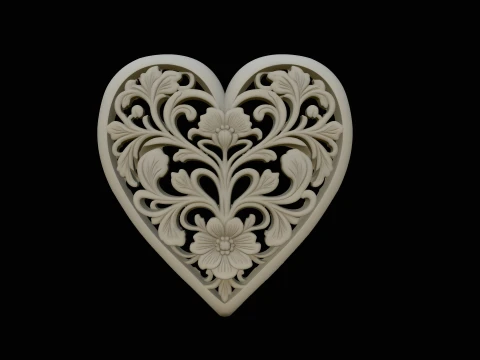 Floral Bloom Heart Pendant Design 4 - 3D Print Model 3D Print Model