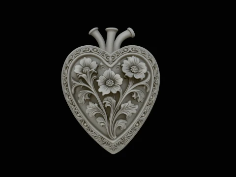 Anatomical Heart Floral Pendant - 3D Print Model 3D Print Model