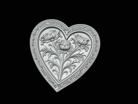 Framed Rose Heart Pendant - 3D Print Model 3D Print Model