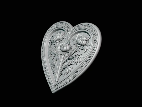 Framed Rose Heart Pendant - 3D Print Model 3D Print Model