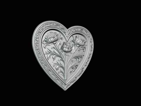 Framed Rose Heart Pendant - 3D Print Model 3D Print Model