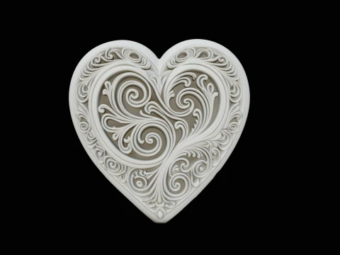 Nested Heart Scroll Pendant Design 2 - 3D Print Model 3D Print Model