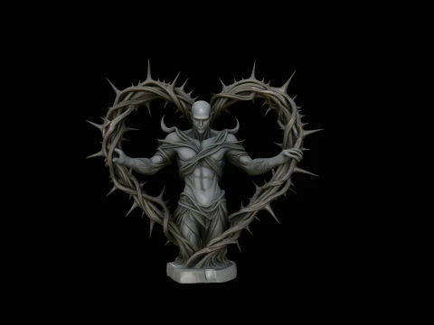Thorn Heart Figure Statue Design 1 - 3D Print Model 3D Print Model