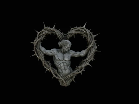 Thorn Heart Figure Statue Design 2 - 3D Print Model 3D Print Model