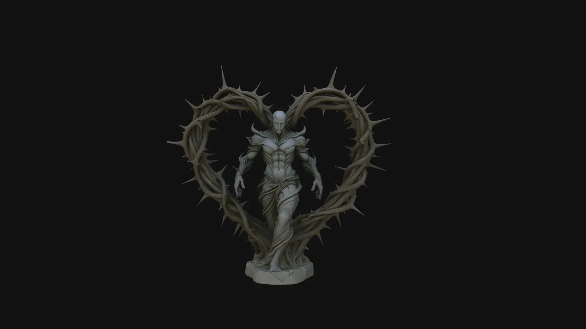 Thorn Heart Figure Statue Design 3 - 3D Print Model 3D Print Model .c4d .max .obj .3ds .fbx .stl .blend 