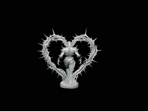 Thorn Heart Figure Statue Design 3 - 3D Print Model 3D Print Model