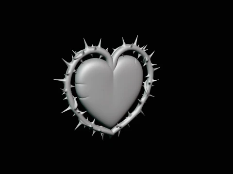 Crowned Thorn Heart Relief Statue Design 1 - 3D Print Model 3D Print Model