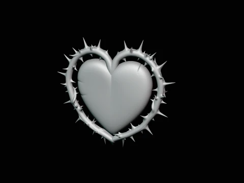 Crowned Thorn Heart Relief Statue Design 1 - 3D Print Model 3D Print Model