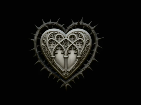 Crowned Thorn Heart Relief Statue Design 4 - 3D Print Model 3D Print Model