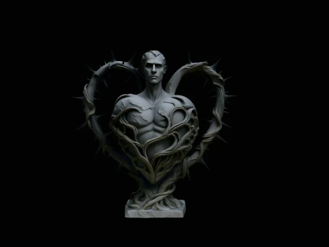 Thorn Heart Figure Statue Design 4 - 3D Print Model 3D Print Model