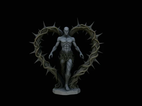 Thorn Heart Figure Statue Design 5 - 3D Print Model 3D Print Model
