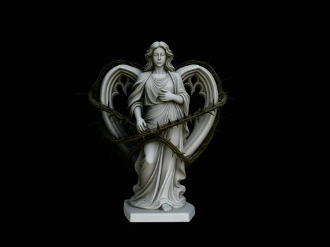 Sorrowful Angel with Thorns Statue - 3D Print Model 3D Print Model