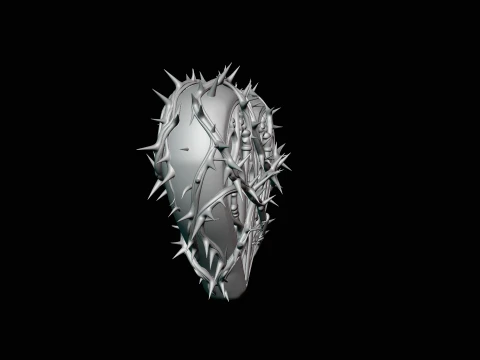Crowned Thorn Heart Relief Statue Design 7 - 3D Print Model 3D Print Model