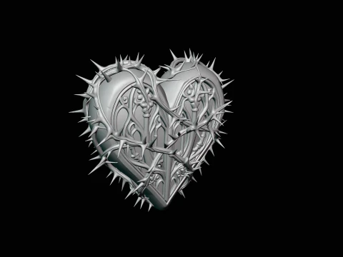 Crowned Thorn Heart Relief Statue Design 7 - 3D Print Model 3D Print Model