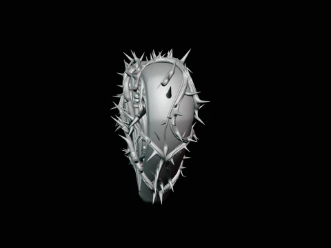 Crowned Thorn Heart Relief Statue Design 7 - 3D Print Model 3D Print Model