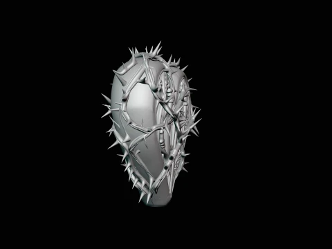 Crowned Thorn Heart Relief Statue Design 7 - 3D Print Model 3D Print Model