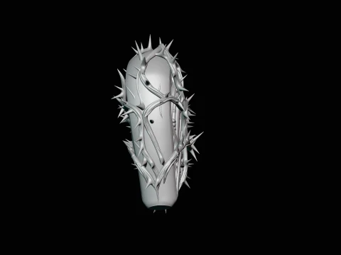 Crowned Thorn Heart Relief Statue Design 7 - 3D Print Model 3D Print Model