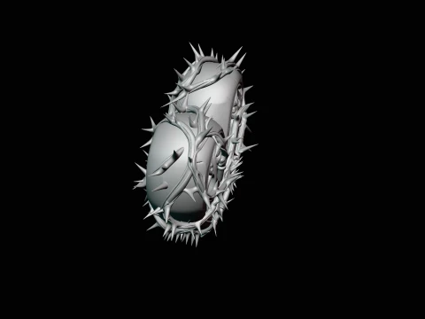 Crowned Thorn Heart Relief Statue Design 7 - 3D Print Model 3D Print Model