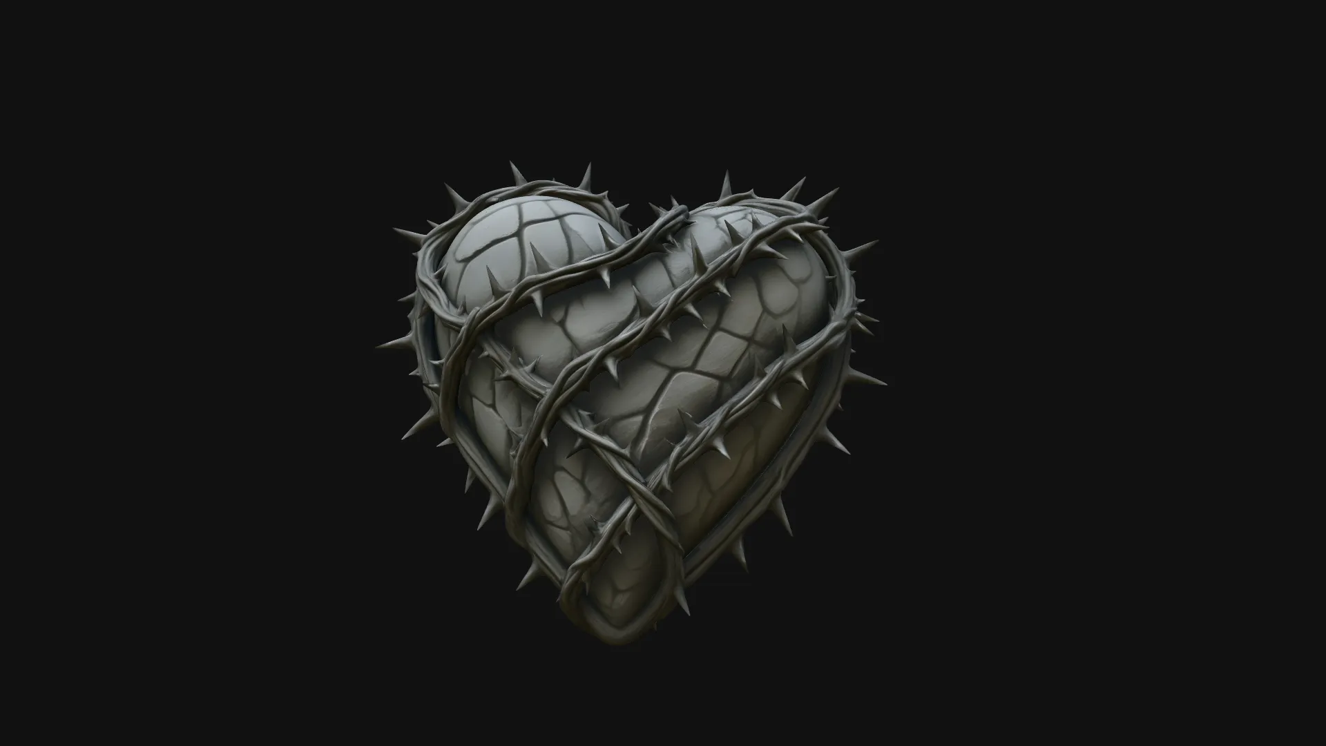 Vine-Wrapped Stone Heart Statue Design 4 - 3D Print Model 3D Print Model .c4d .max .obj .3ds .fbx .stl .blend 