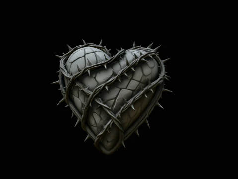 Vine-Wrapped Stone Heart Statue Design 4 - 3D Print Model 3D Print Model
