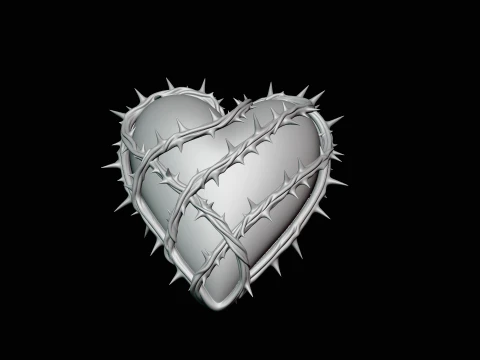 Vine-Wrapped Stone Heart Statue Design 4 - 3D Print Model 3D Print Model