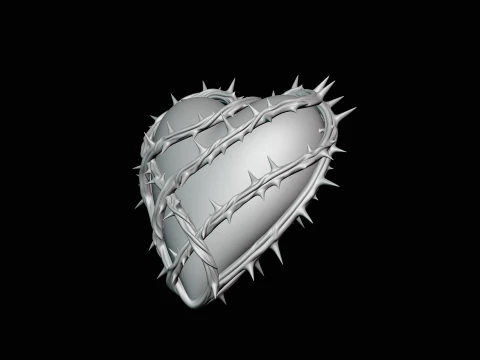 Vine-Wrapped Stone Heart Statue Design 4 - 3D Print Model 3D Print Model