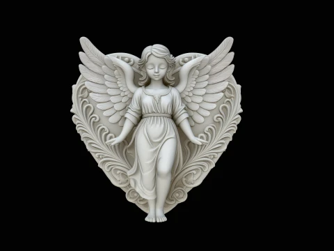 Cherub Angel Heart Pendant Design 2 - 3D Print Model 3D Print Model