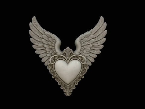Winged Heart Pendant Design 1 - 3D Print Model 3D Print Model