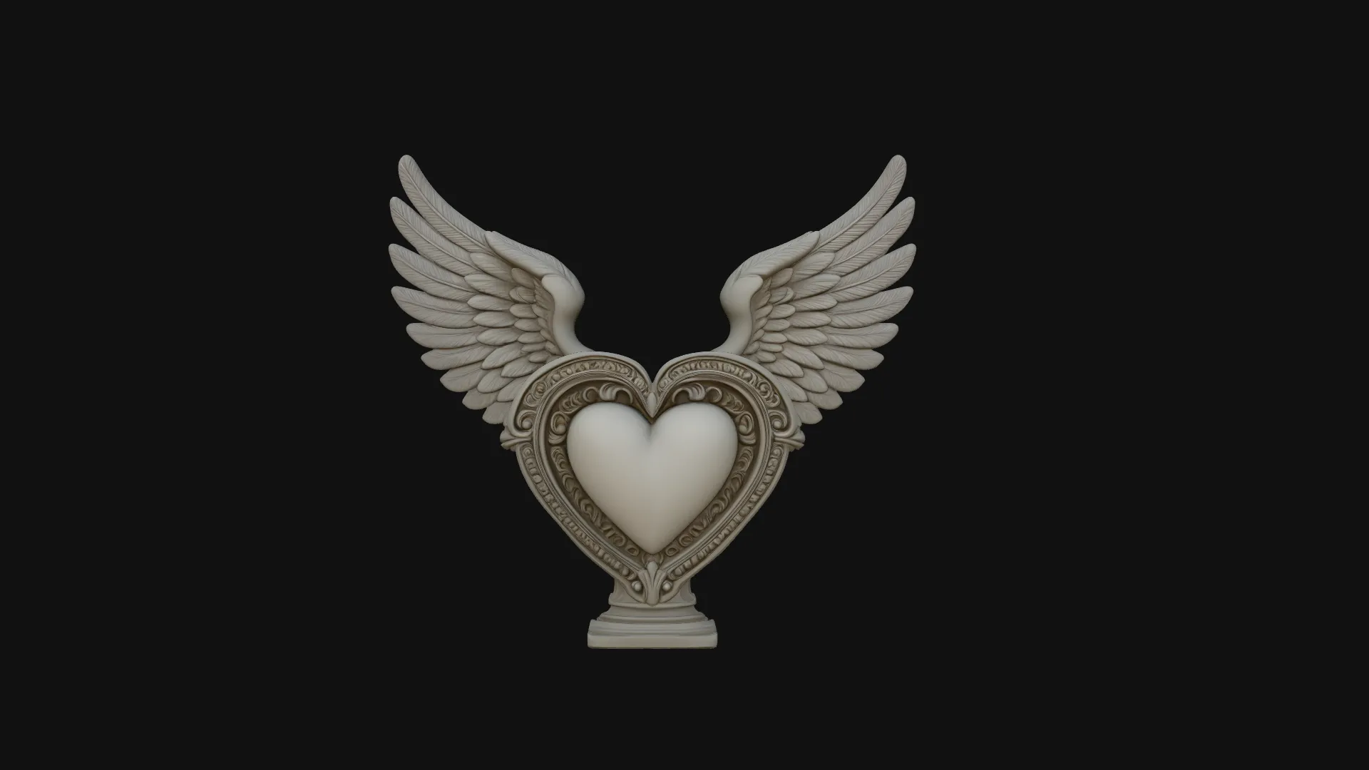 Winged Heart Pendant Design 3 - 3D Print Model 3D Print Model .c4d .max .obj .3ds .fbx .stl .blend 