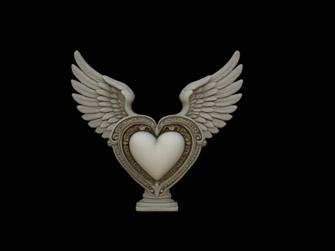 Winged Heart Pendant Design 3 - 3D Print Model 3D Print Model
