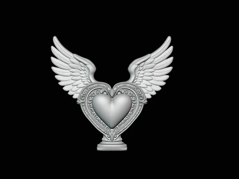 Winged Heart Pendant Design 3 - 3D Print Model 3D Print Model