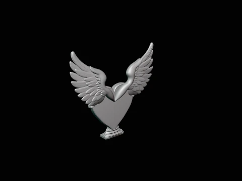 Winged Heart Pendant Design 3 - 3D Print Model 3D Print Model