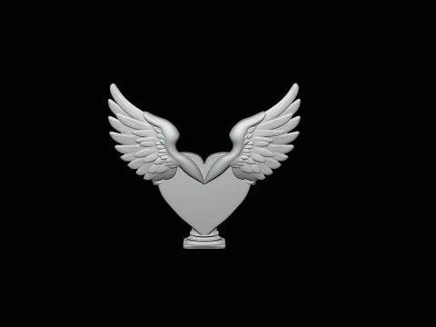 Winged Heart Pendant Design 3 - 3D Print Model 3D Print Model
